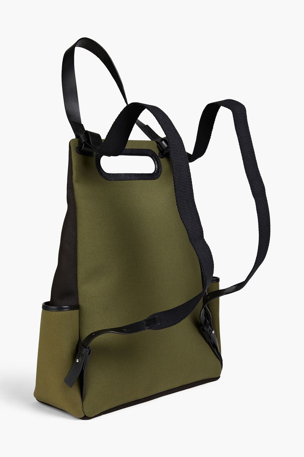 JW ANDERSON Zweifarbiger Rucksack aus Leder und Canvas mit Logostickerei