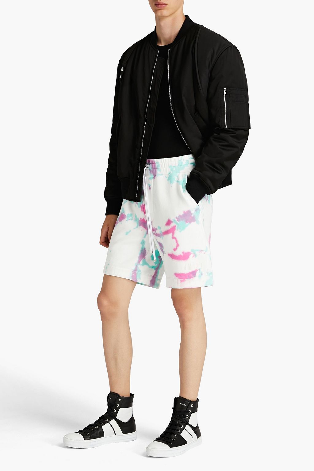 AMIRI Tie-dyed French cotton-terry shorts