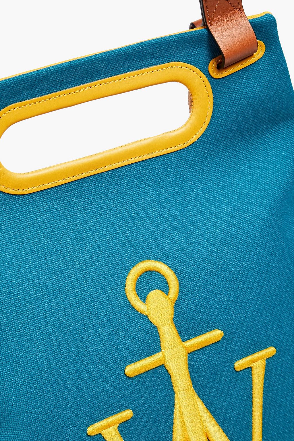 JW ANDERSON Zweifarbiger Rucksack aus Leder und Canvas mit Logostickerei