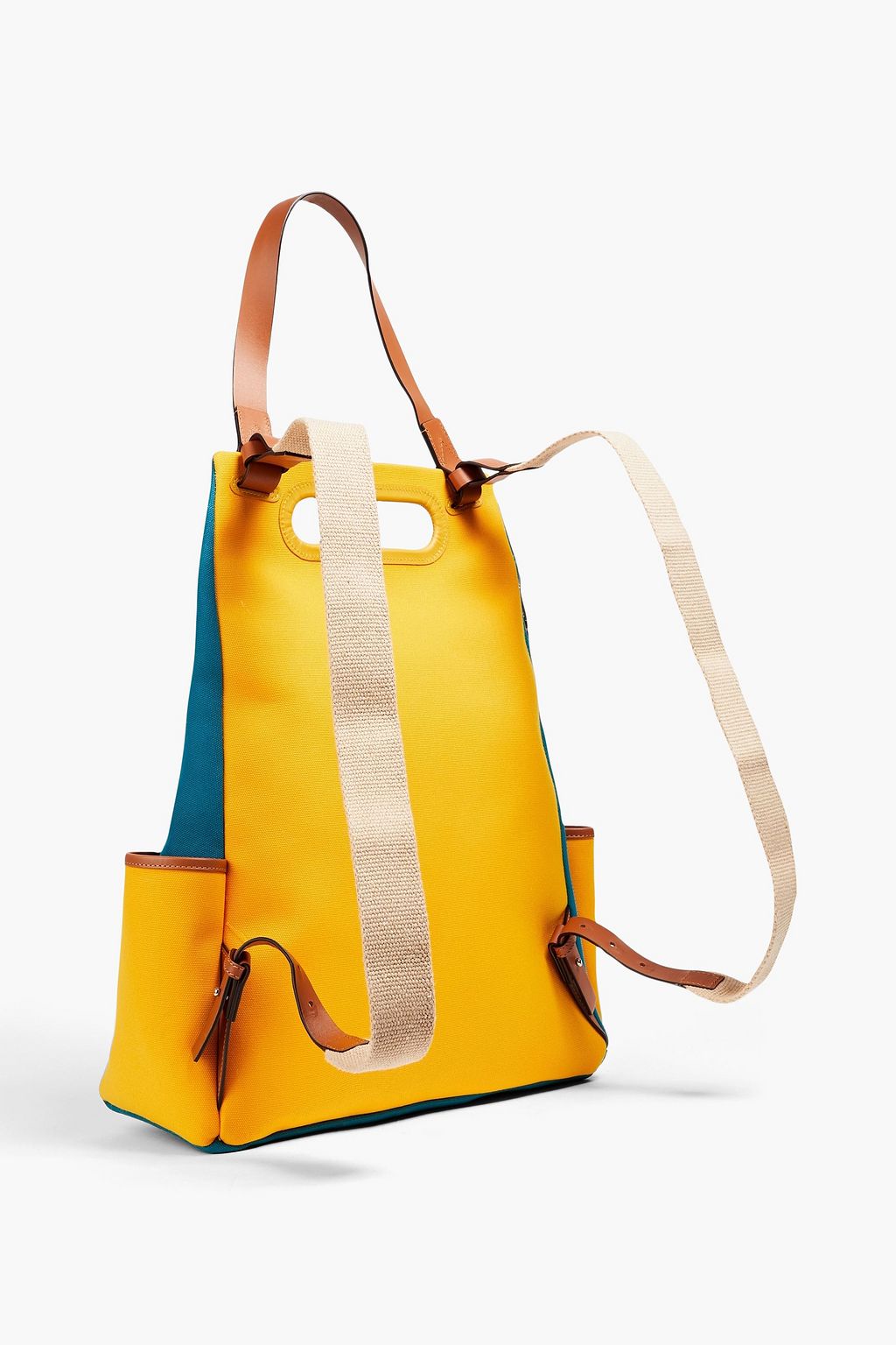 JW ANDERSON Zweifarbiger Rucksack aus Leder und Canvas mit Logostickerei
