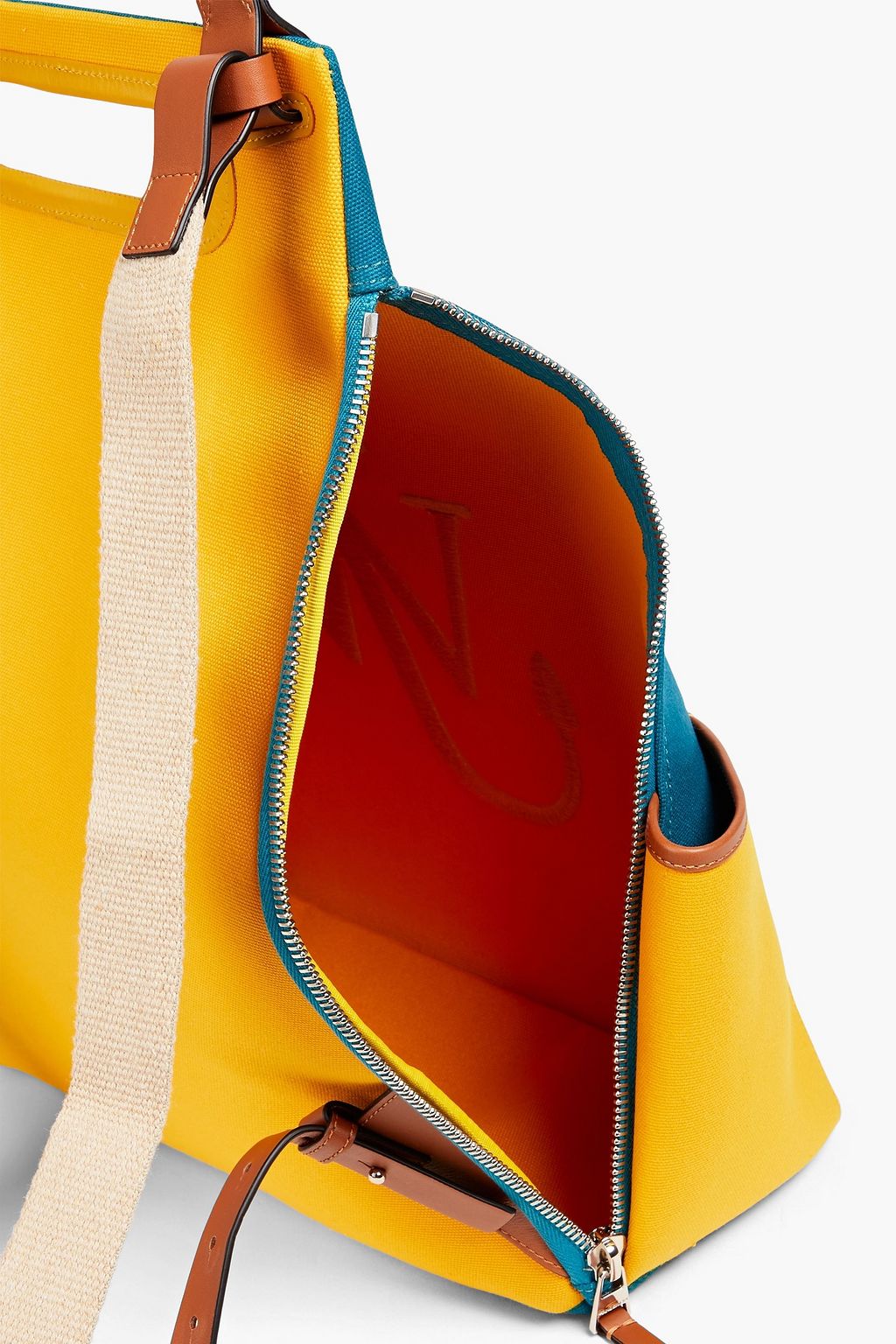 JW ANDERSON Zweifarbiger Rucksack aus Leder und Canvas mit Logostickerei