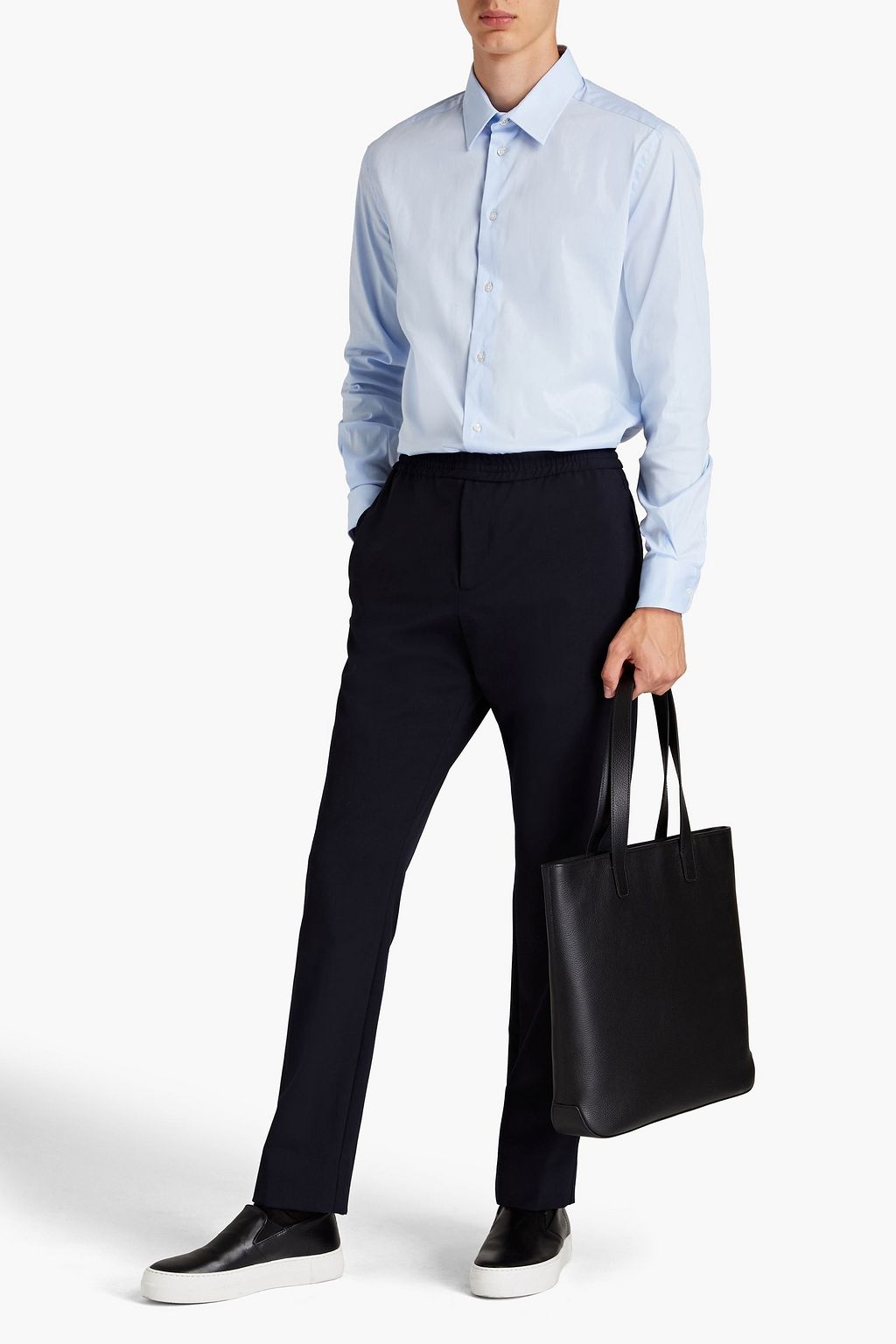 EMPORIO ARMANI Cotton-blend poplin shirt