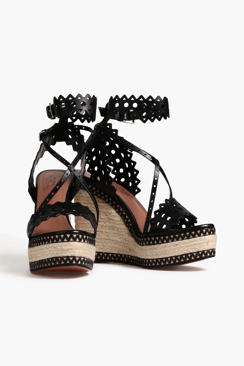 ALAÏA Lasercut leather wedge espadrilles THE