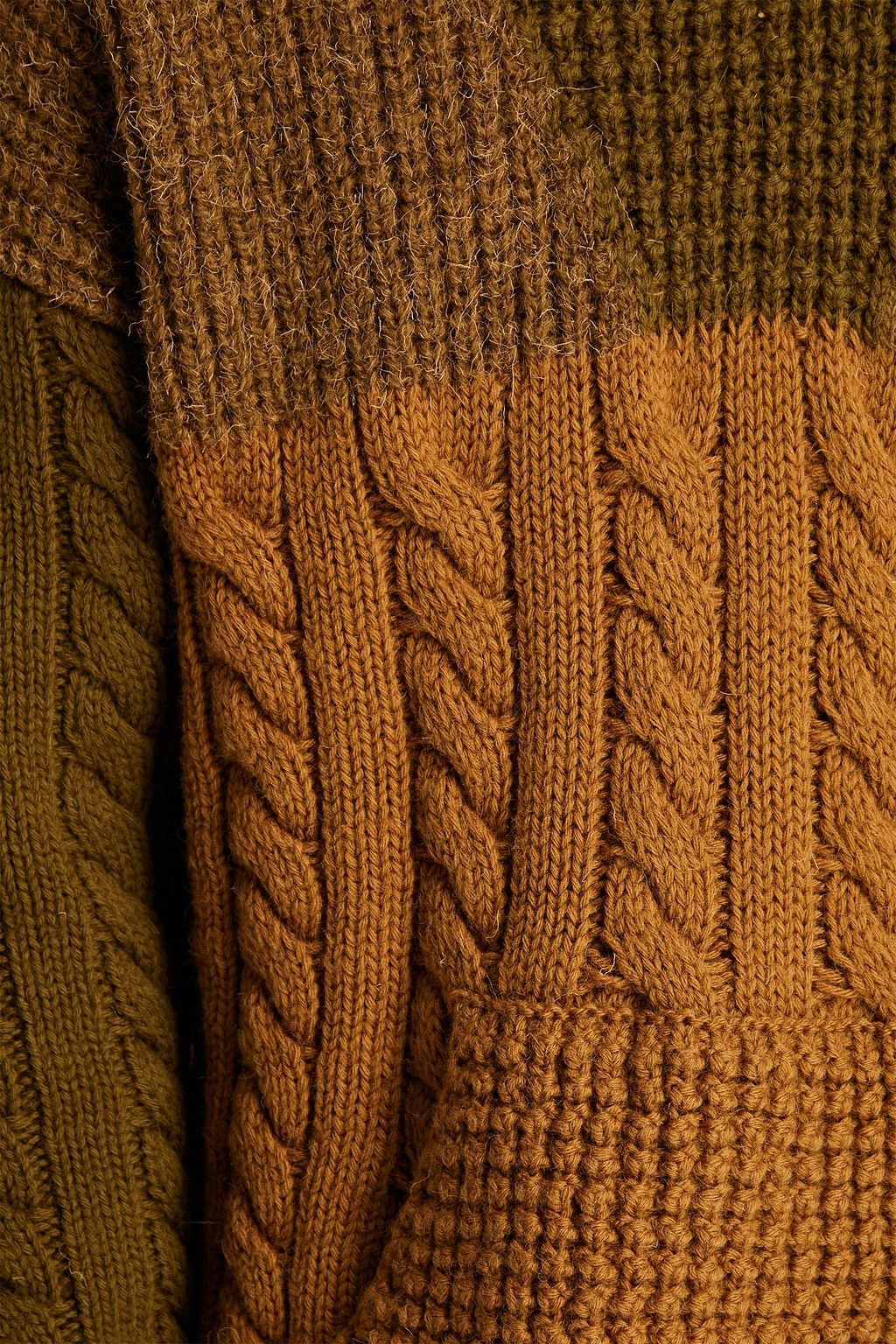 EMPORIO ARMANI Paneled cable-knit wool sweater