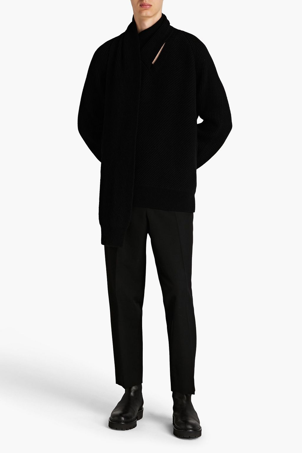 ALEXANDER MCQUEEN Draped ribbed wool sweater
