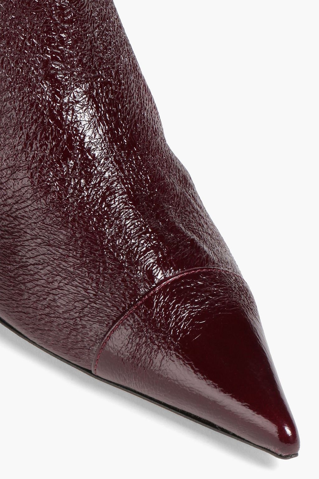 GIUSEPPE ZANOTTI 라쿠엘 50 크링클 페이턴트 가죽 앵클 부츠