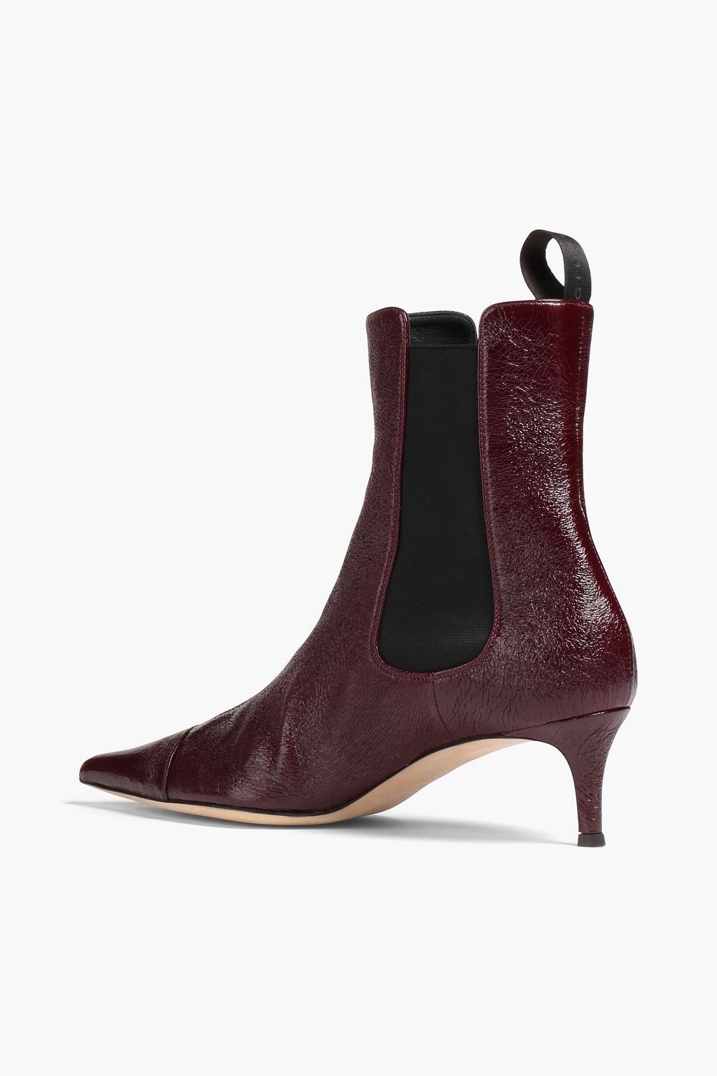 GIUSEPPE ZANOTTI 라쿠엘 50 크링클 페이턴트 가죽 앵클 부츠