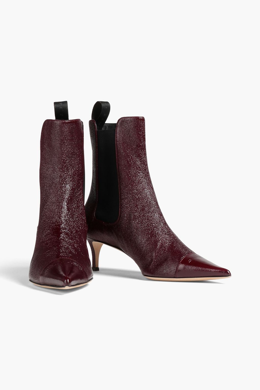 GIUSEPPE ZANOTTI 라쿠엘 50 크링클 페이턴트 가죽 앵클 부츠