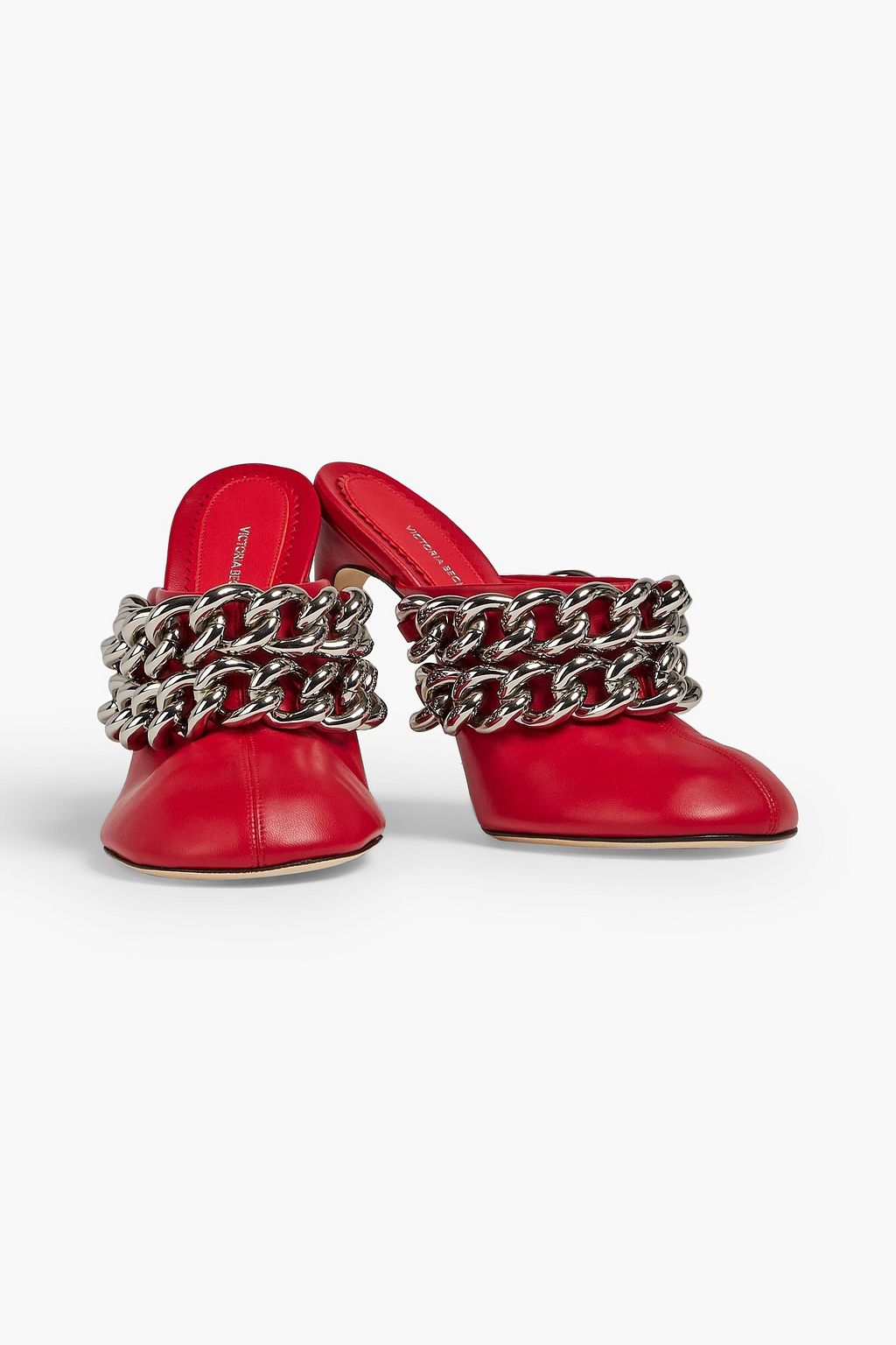 VICTORIA BECKHAM Rita chain-embellished leather mules