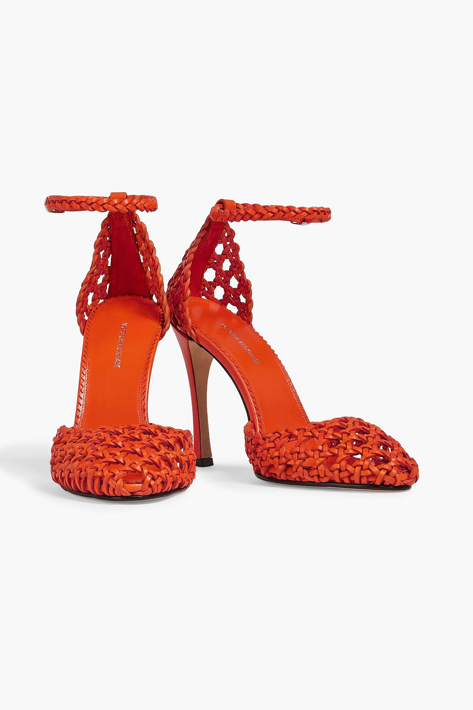 Victoria Beckham Jessica Woven Leather Pumps In Orange