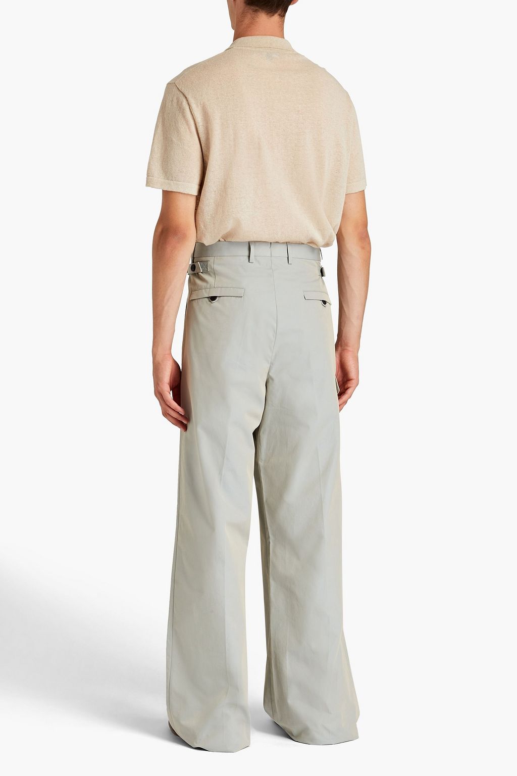 FERRAGAMO Pleated iridescent-effect cotton-twill pants