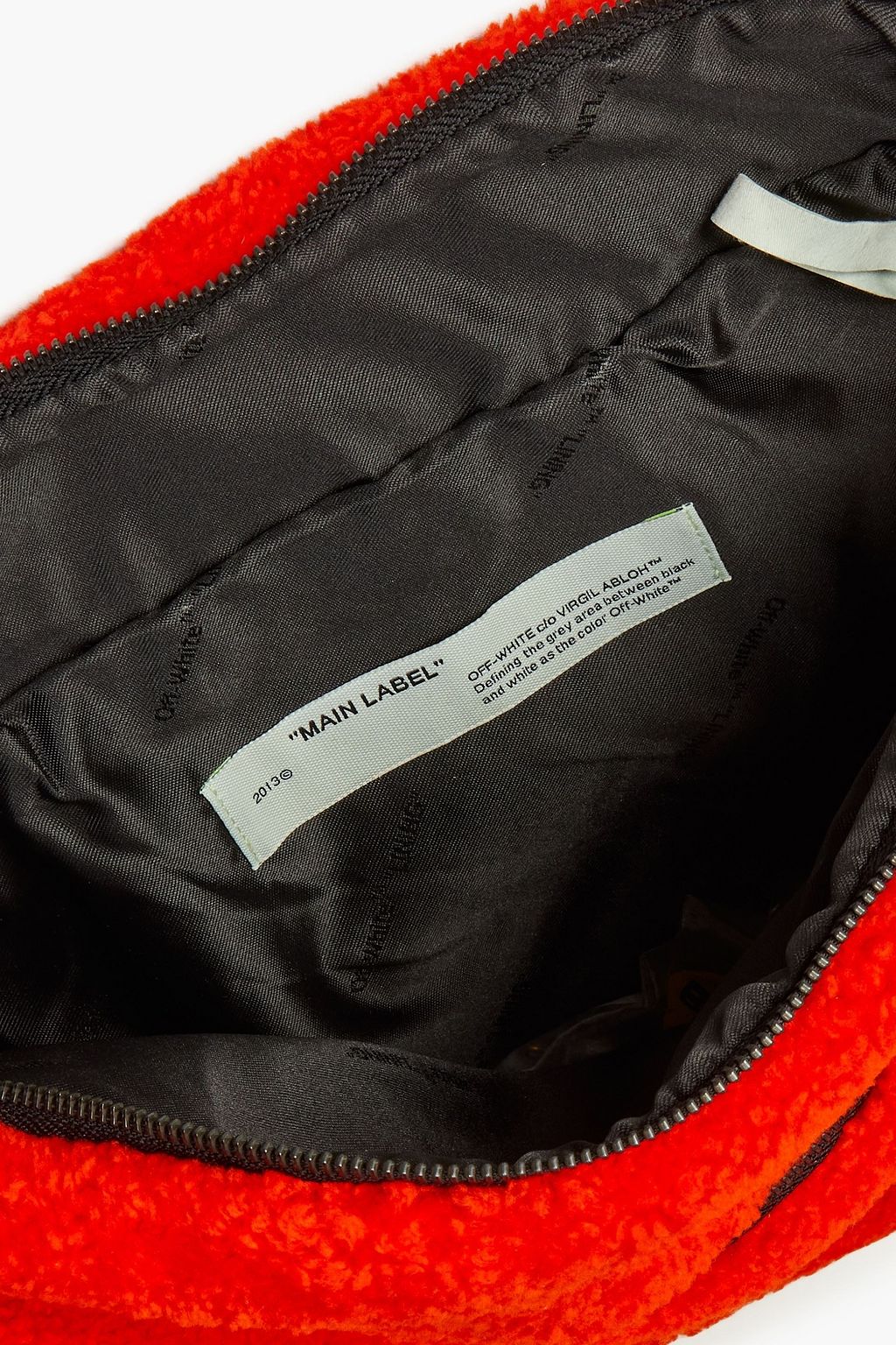 OFF-WHITE™ Appliquéd leather-trimmed shearling belt bag