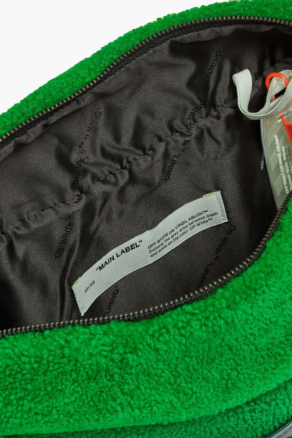 OFF-WHITE™ Appliquéd leather-trimmed shearling belt bag