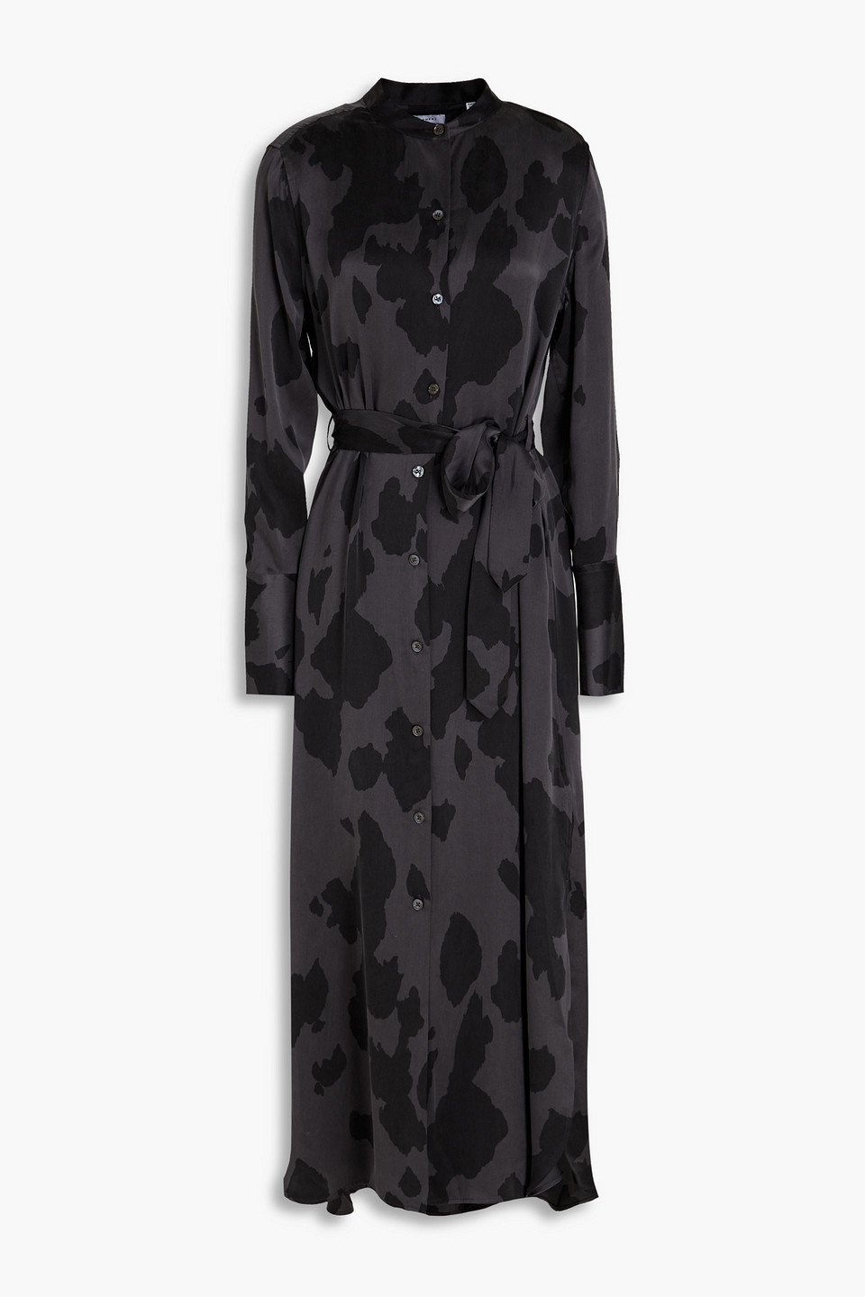 Equipment Connell Belted Printed Silk Maxi Dress In Black