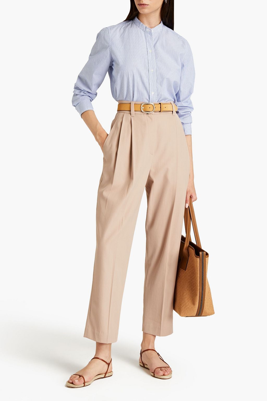 NILI LOTAN Colby striped cotton-poplin shirt