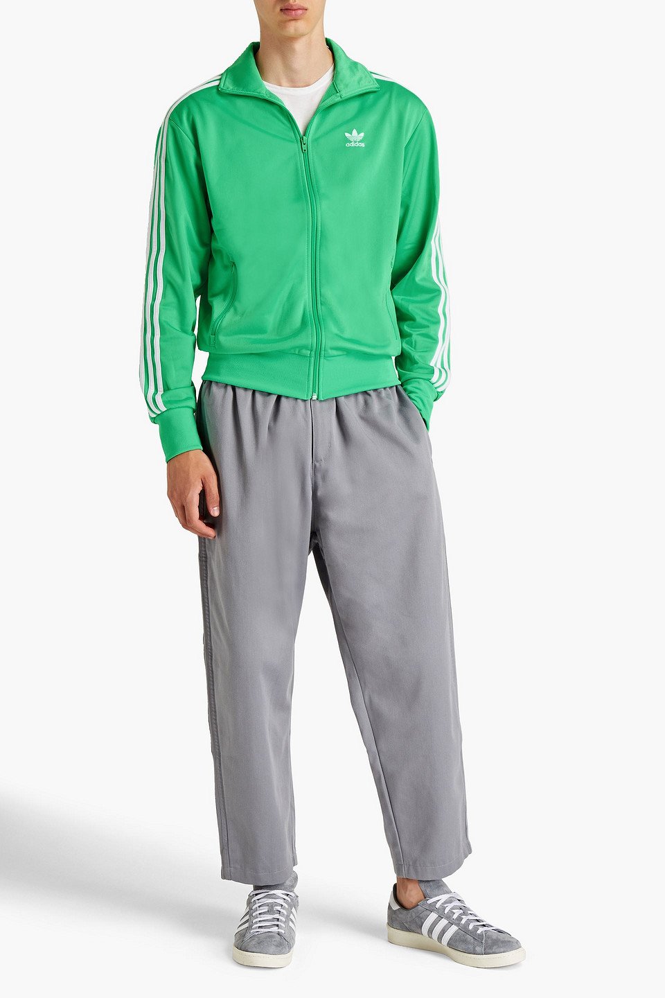 Adidas Originals Man Embroidered Satin-jersey Track Jacket In Green