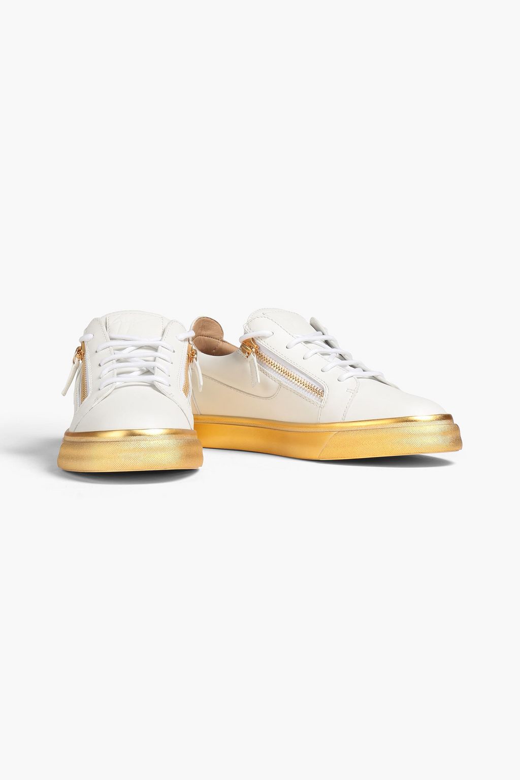 GIUSEPPE ZANOTTI 지퍼 디테일 가죽 스니커즈