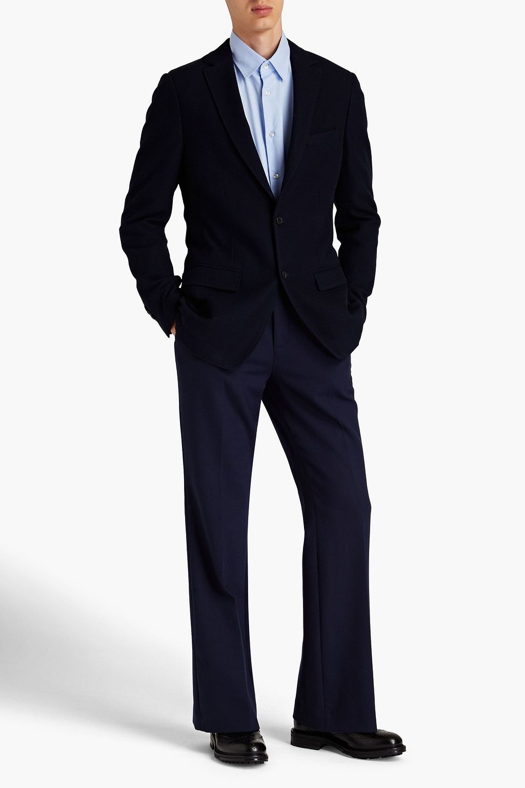 FERRAGAMO Wool and cotton-blend piqué blazer