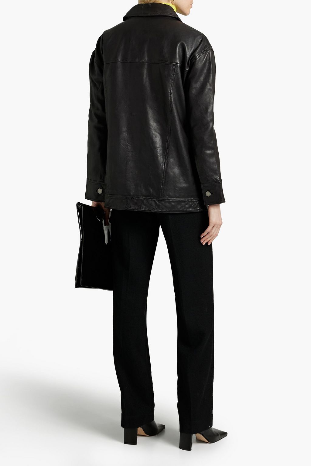 JIL SANDER 플리츠 디테일 울 트윌 스트레이트 레그 팬츠