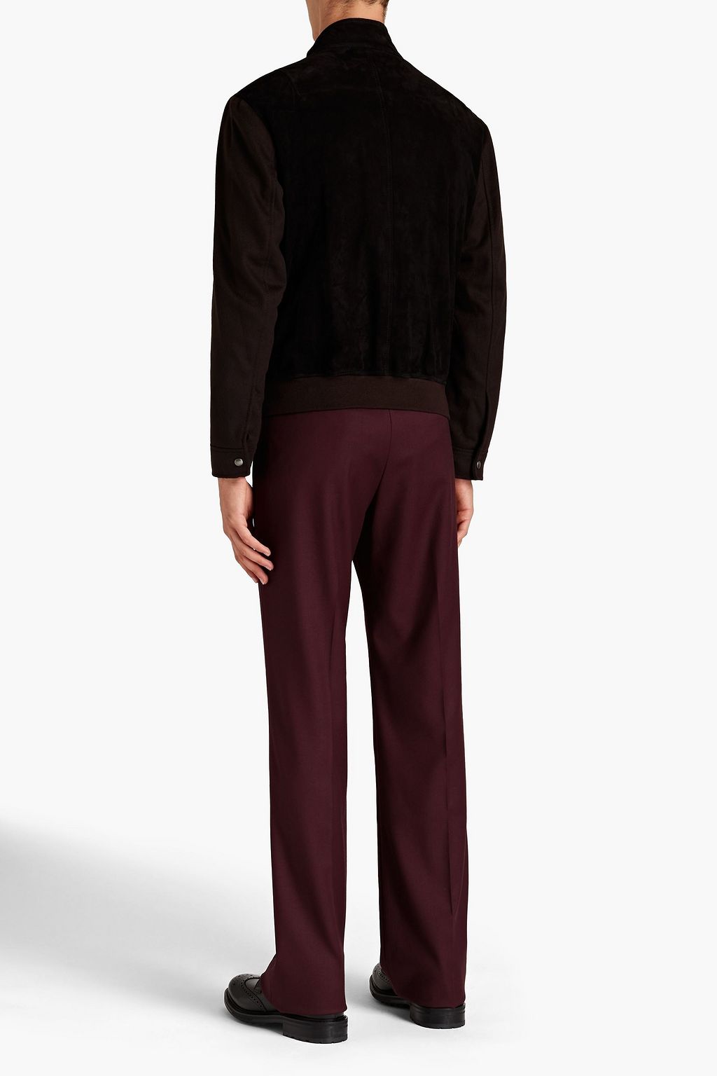 FERRAGAMO Suede-paneled wool-felt bomber jacket