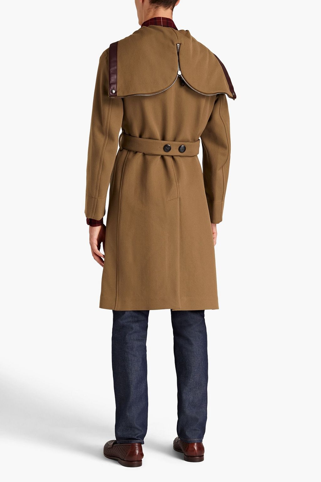 FERRAGAMO Belted leather-trimmed twill trench coat