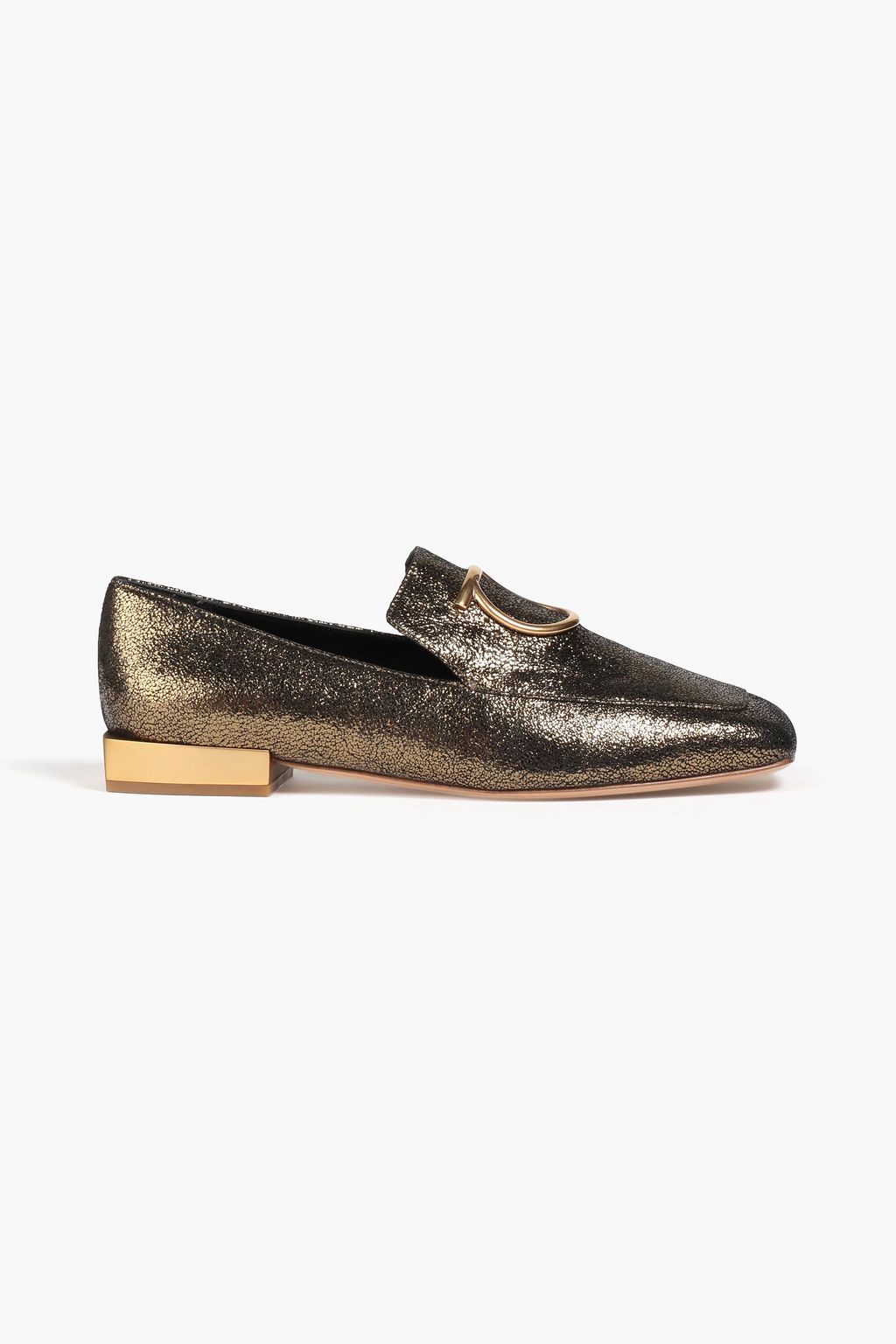 Lana metallic brushed leather loafers