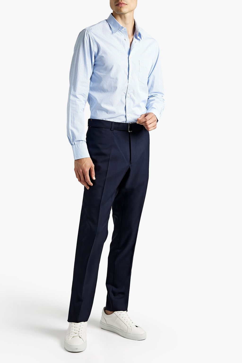 OFFICINE GÉNÉRALE Paul slim-fit belted wool-canvas pants