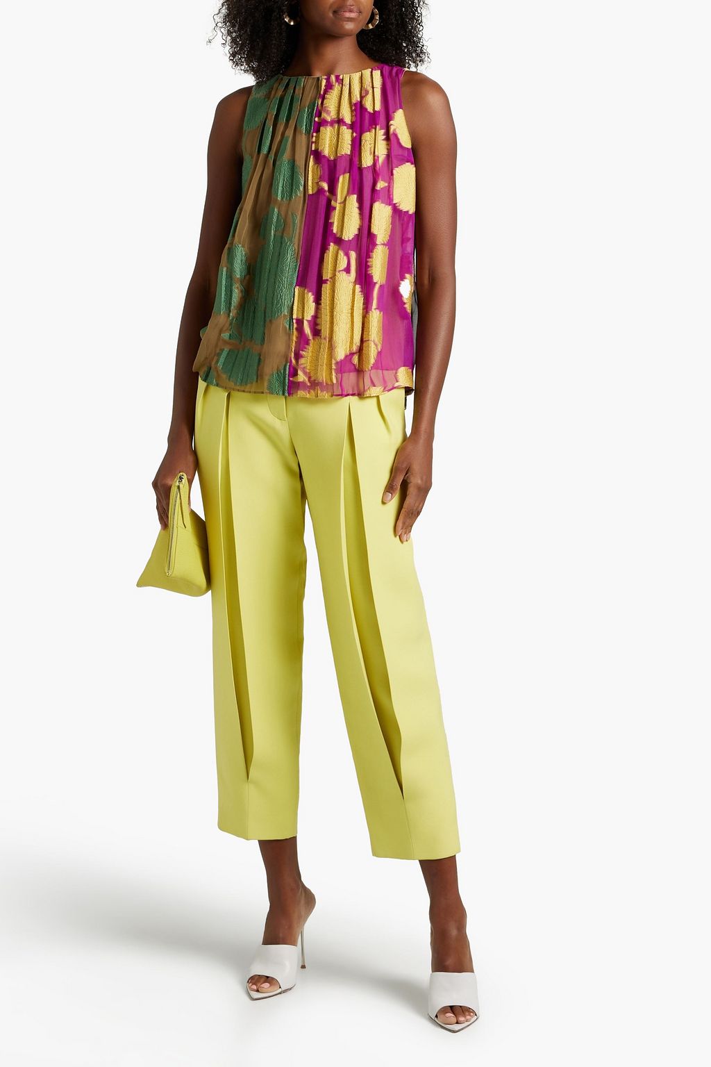 ETRO Pleated fil coupé cotton and silk-blend top