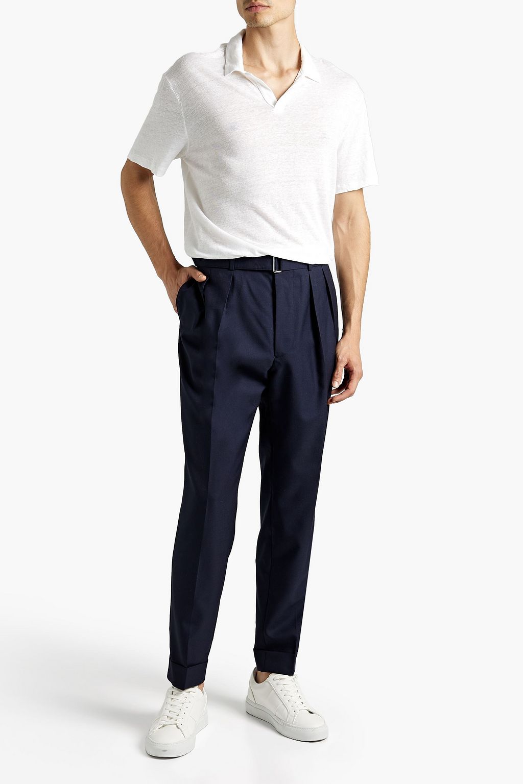 OFFICINE GÉNÉRALE Simon slub linen-jersey polo shirt