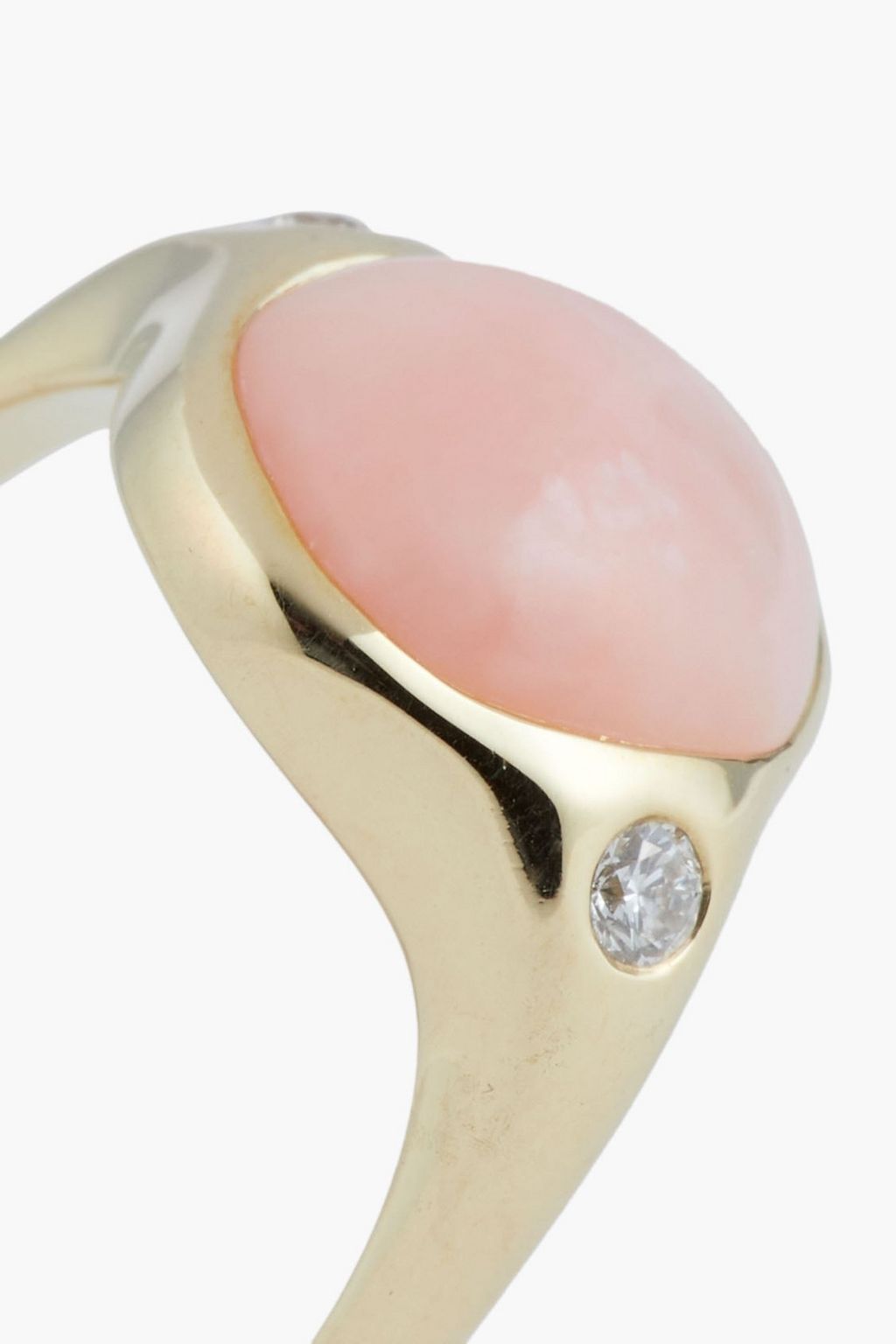 PAMELA LOVE Essential 10-karat gold, pink opal and diamond ring