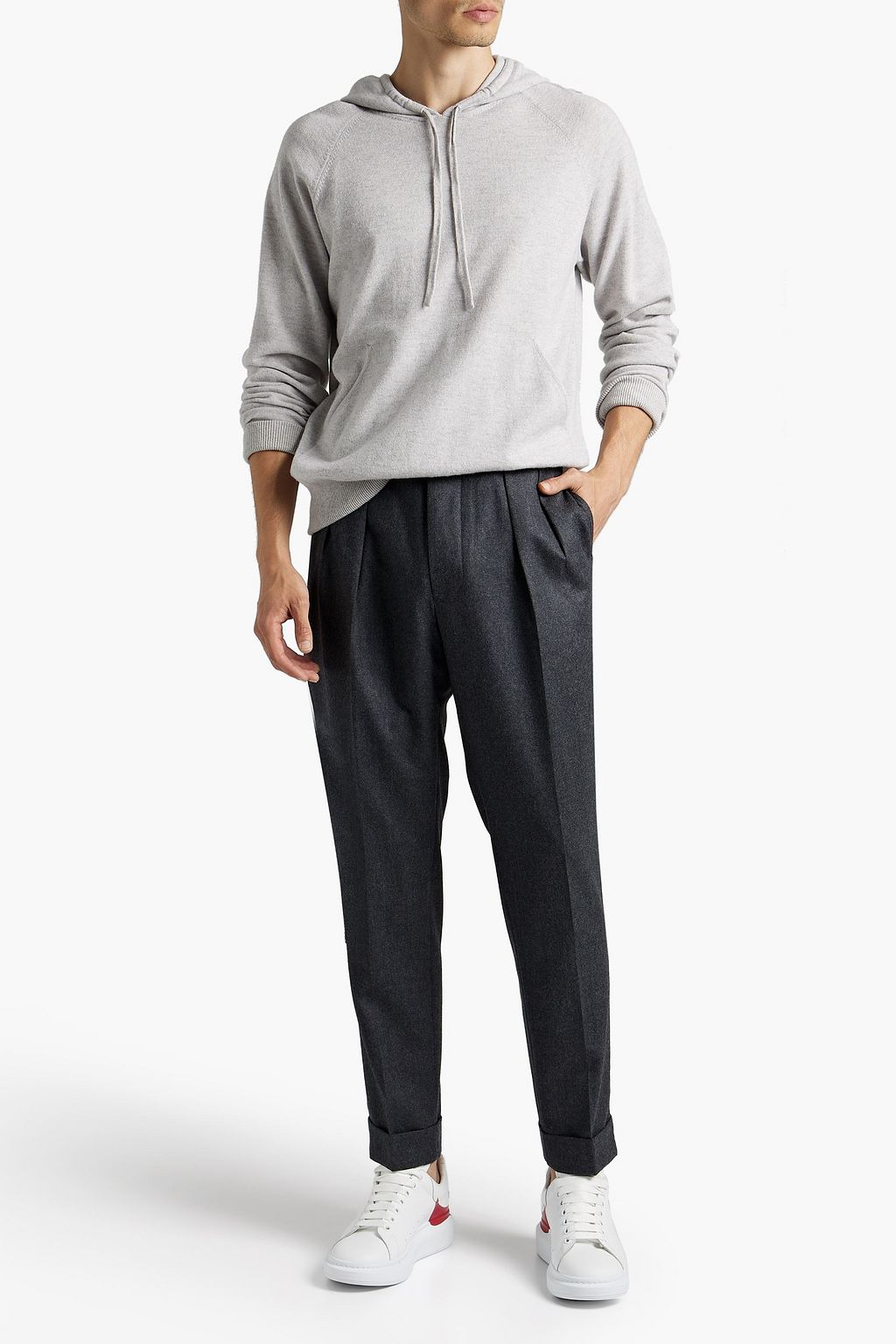 OFFICINE GÉNÉRALE Pierre tapered pleated wool-flannel pants