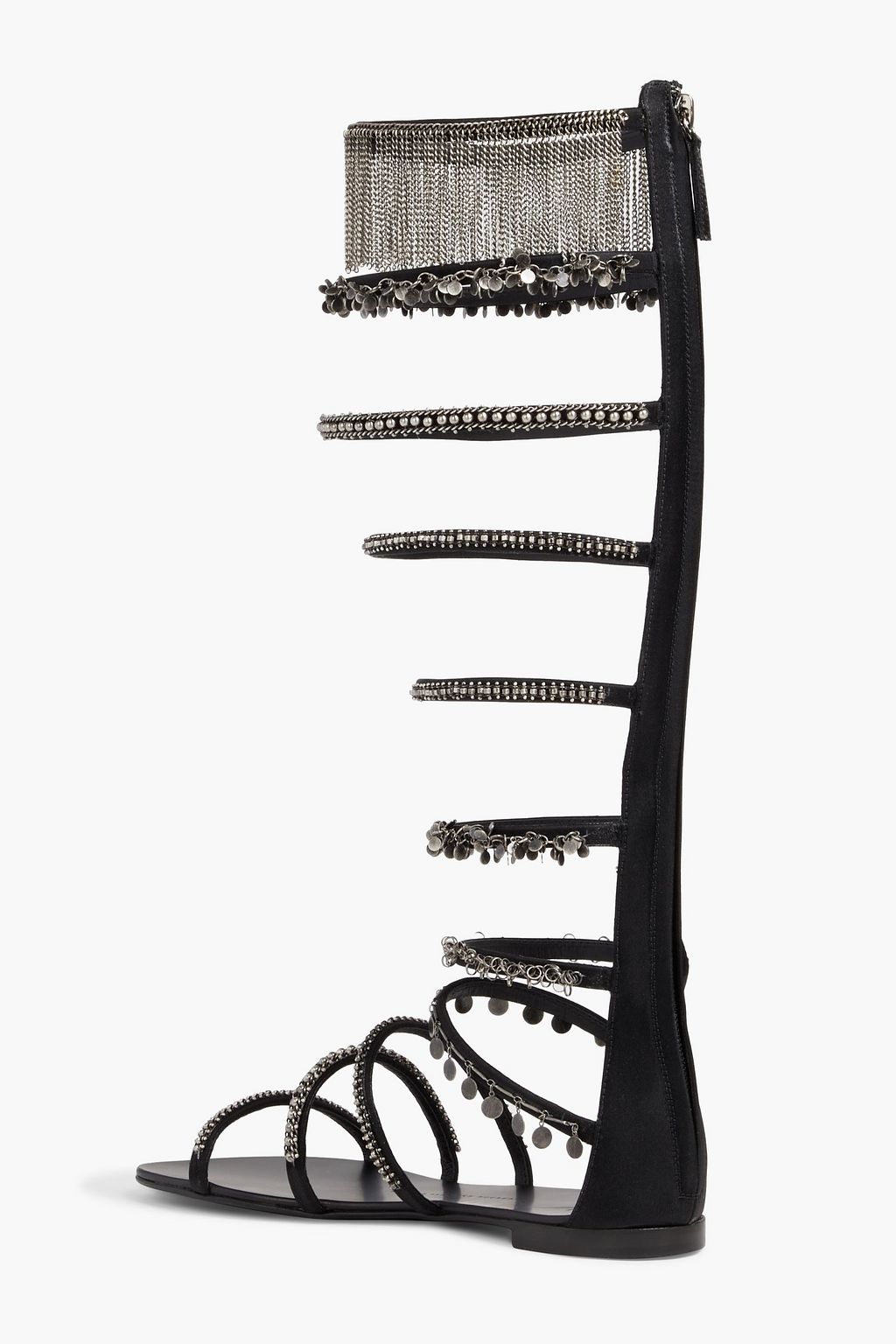 GIUSEPPE ZANOTTI Embellished fringed satin sandals