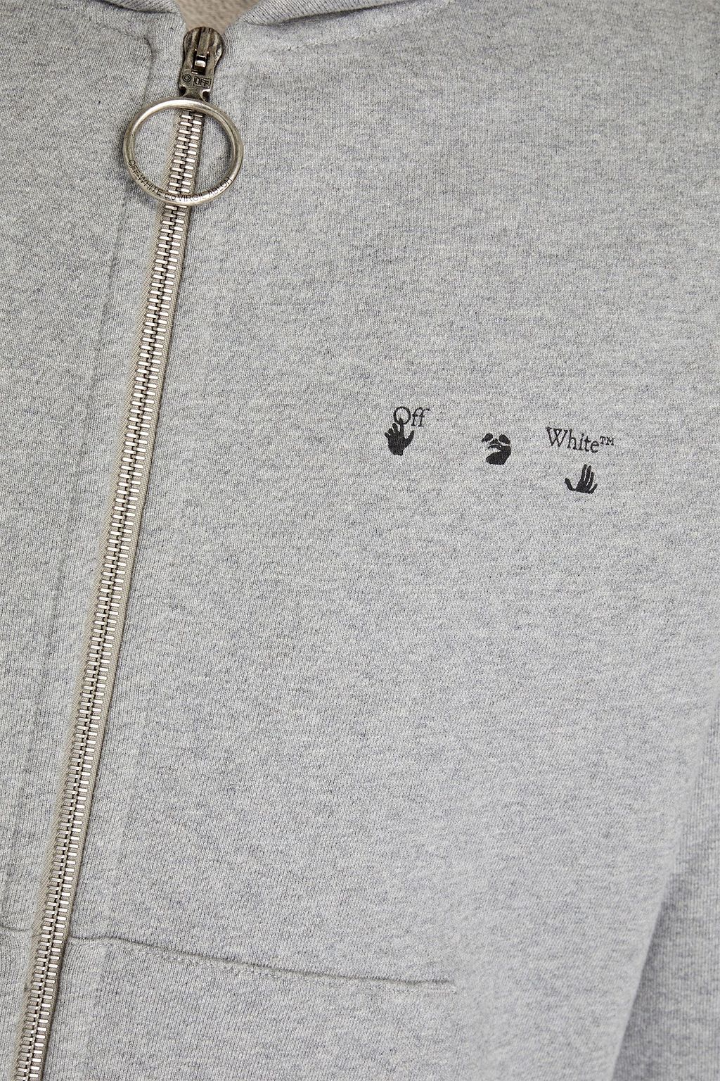 OFF-WHITE™ Melierter Hoodie aus Baumwollfrottee mit Reißverschluss