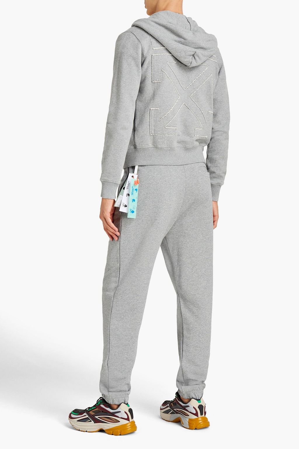 OFF-WHITE™ Melierter Hoodie aus Baumwollfrottee mit Reißverschluss