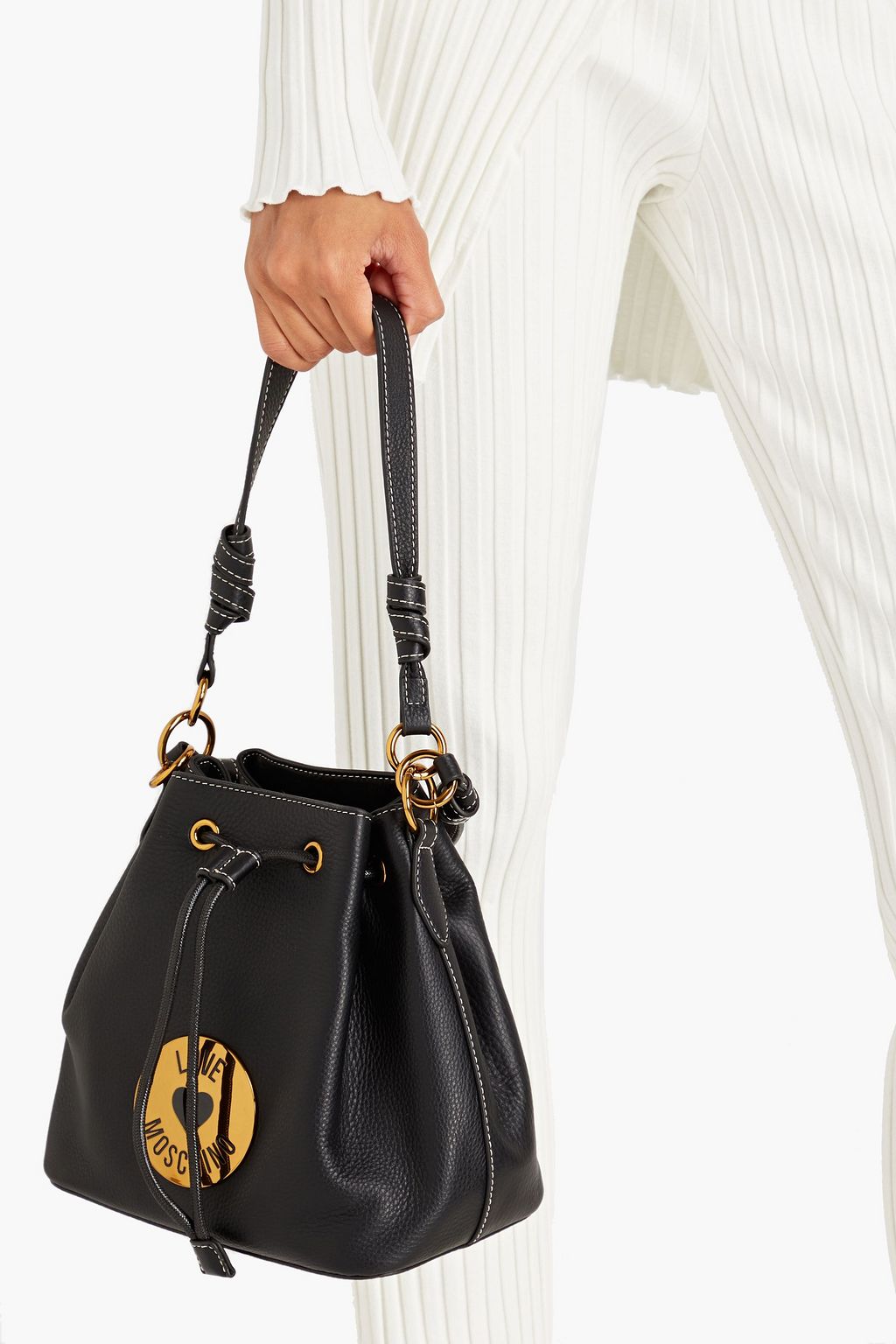 LOVE MOSCHINO Pebbled-leather bucket bag