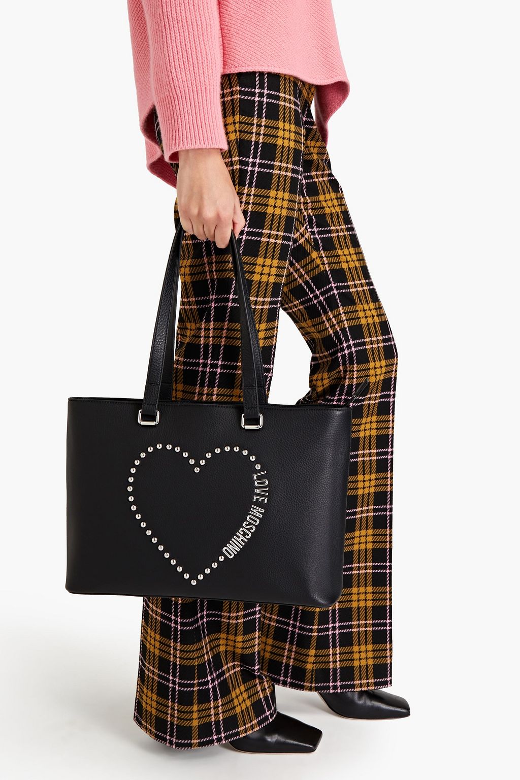LOVE MOSCHINO Studded textured-leather tote