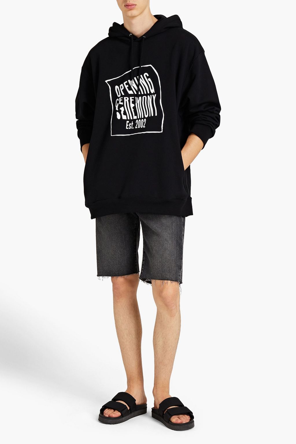 OPENING CEREMONY Printed French cotton-terry hoodie
