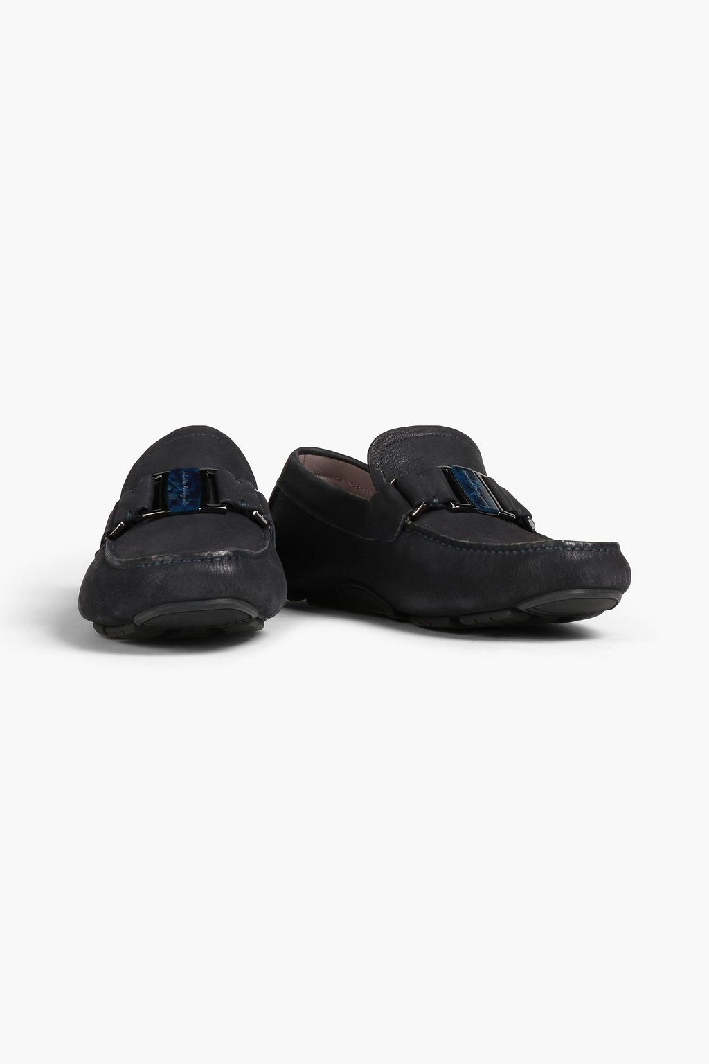 FERRAGAMO Embellished textured-leather loafers