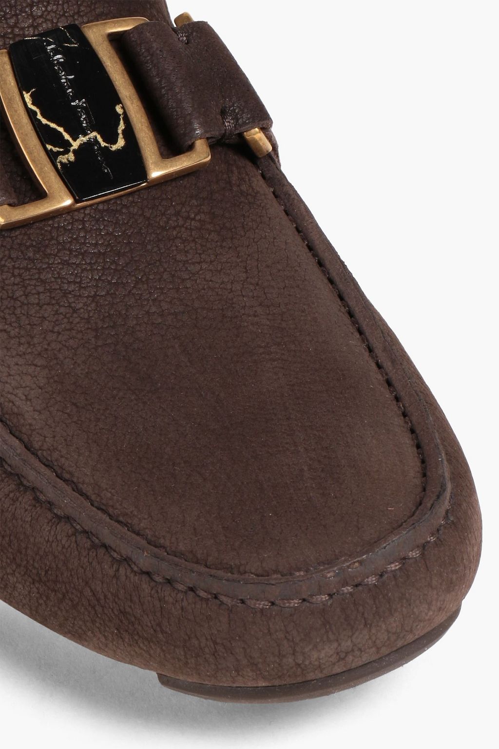 FERRAGAMO Embellished textured-leather loafers