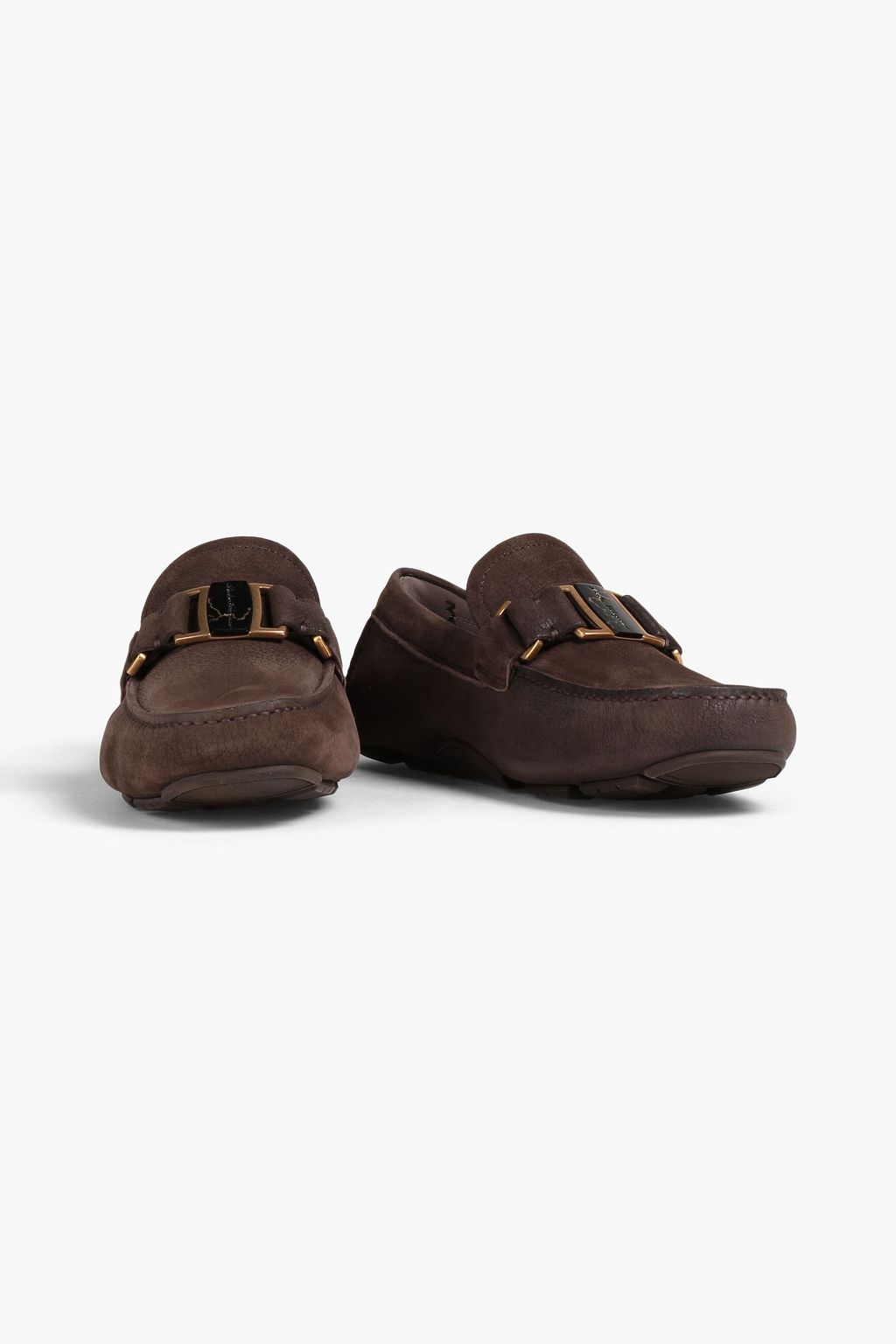FERRAGAMO Embellished textured-leather loafers