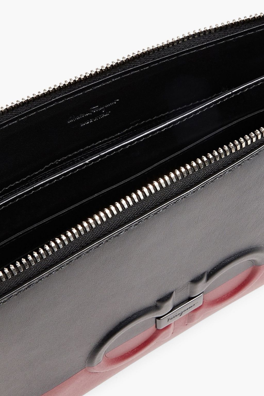 FERRAGAMO Two-tone embossed leather pouch