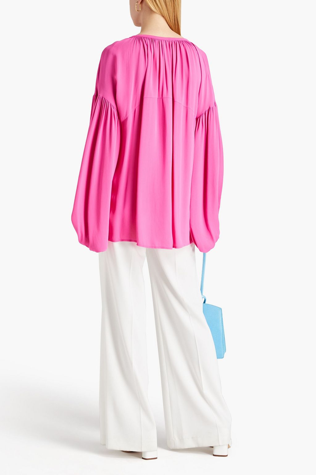 BY MALENE BIRGER クレープ オーバーサイズトップス タイフロント ギャザー入り