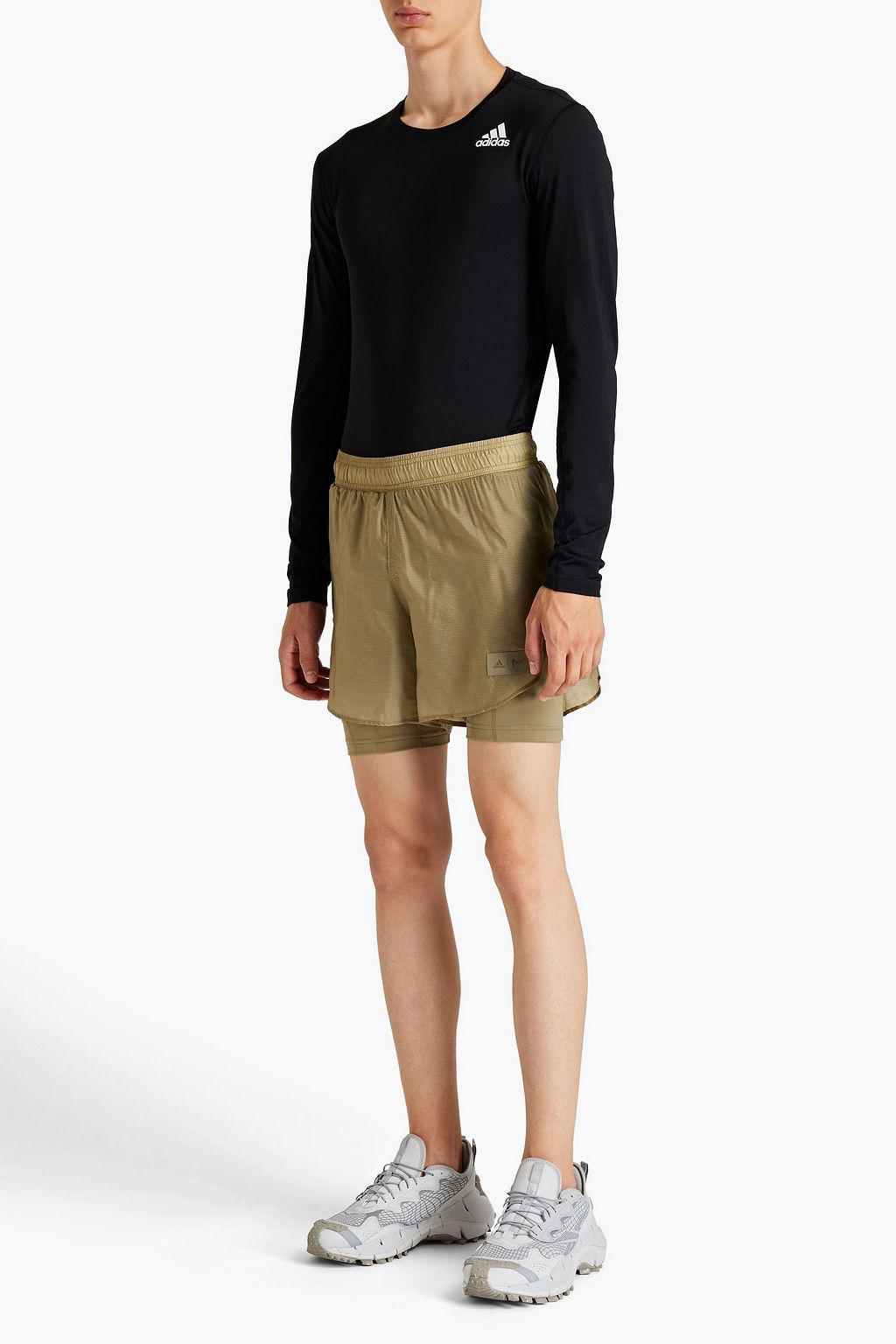ADIDAS (+) Parley logo-appliquéd layered shell and stretch-jersey shorts