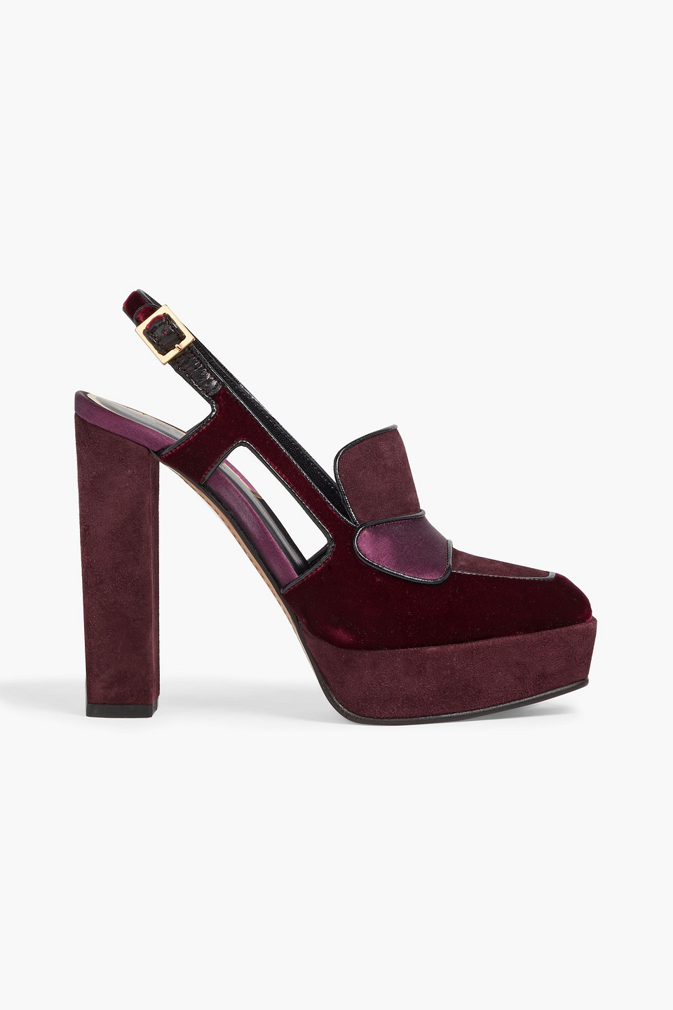 Etro Satin, Suede And Velvet Slingback Pumps In Claret