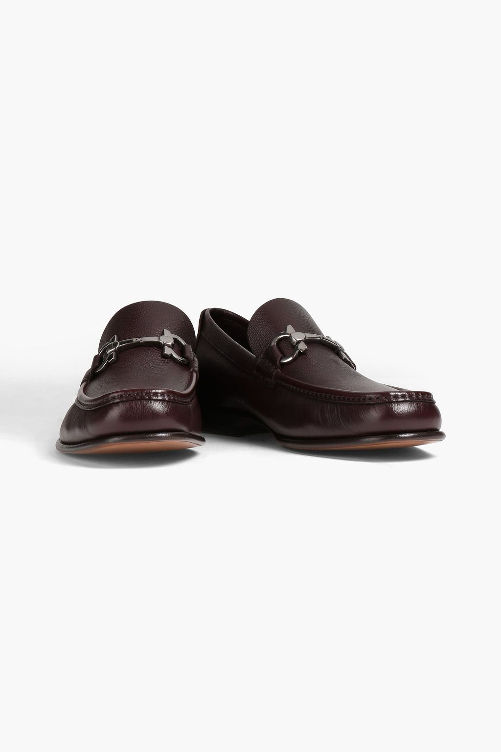 FERRAGAMO Embellished textured-leather loafers