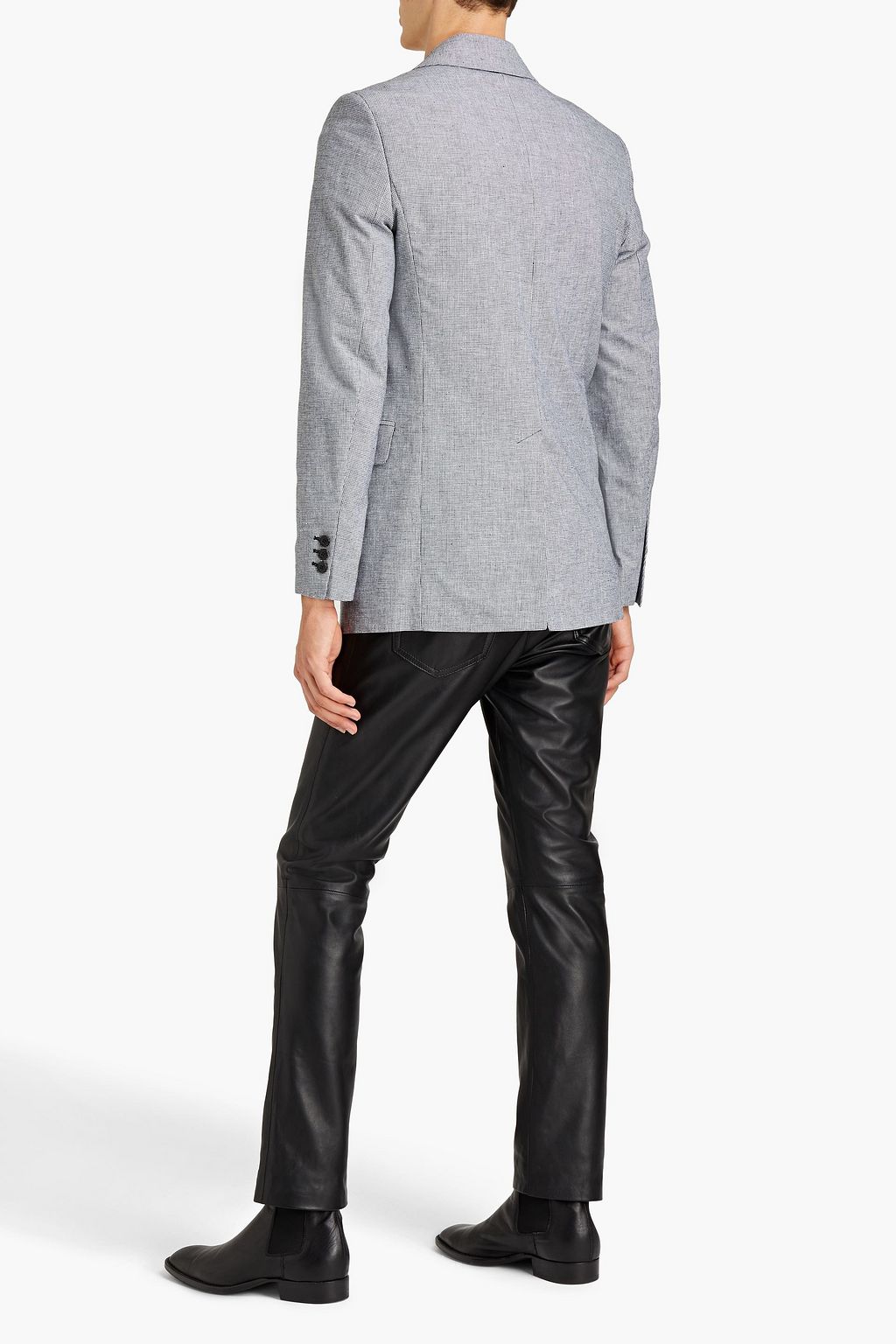 ISABEL MARANT Double-breasted houndstooth cotton and linen-blend blazer