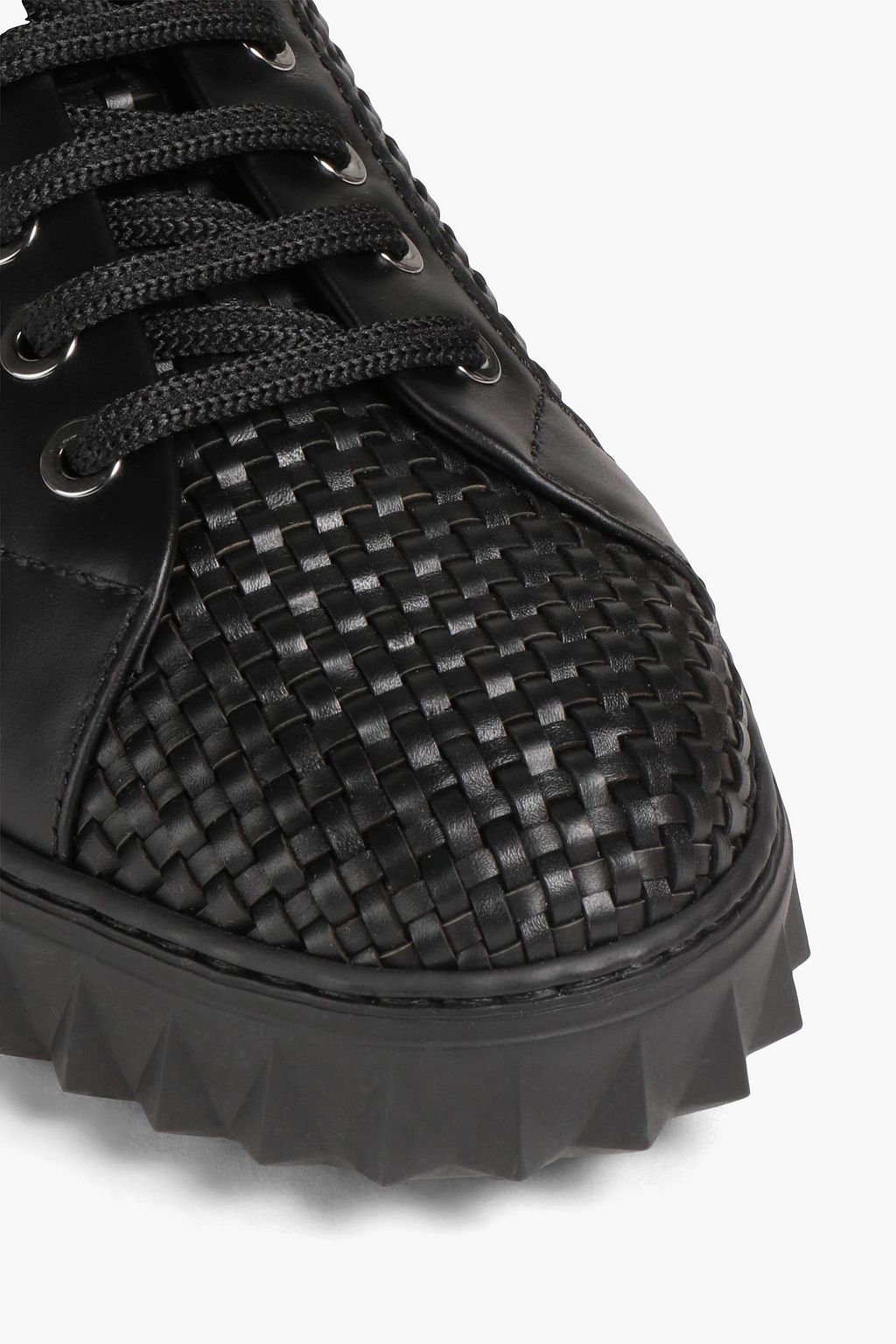 FERRAGAMO Smooth and braided leather sneakers