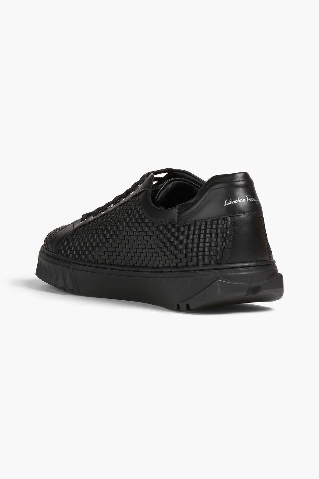 FERRAGAMO Smooth and braided leather sneakers