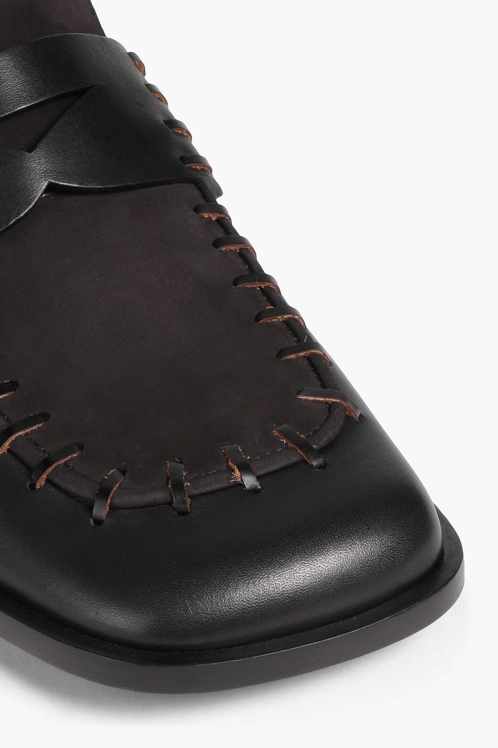 JW ANDERSON Logo-embellished leather and nubuck loafers