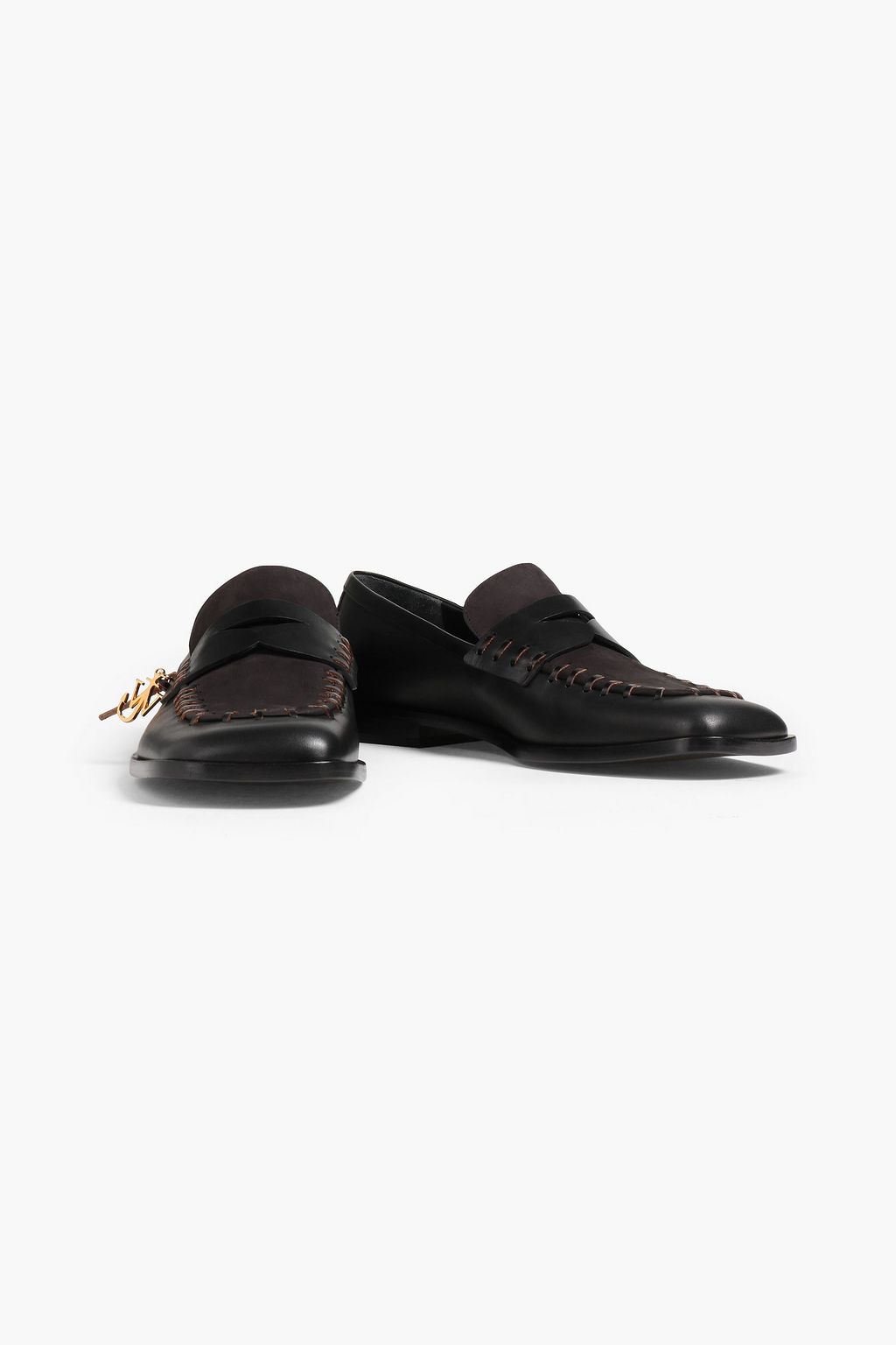 JW ANDERSON Logo-embellished leather and nubuck loafers